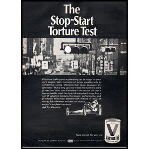 1968 Valvoline Motor Oil Vintage Print Ad Downtown Stop Red Light Wall Art Photo